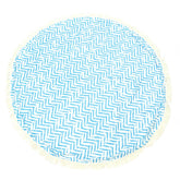 150 cm rundes Strandtuch aus Baumwolle mit blauen Streifen und Quasten – Sommerdecke, Fitness, Yogamatte
